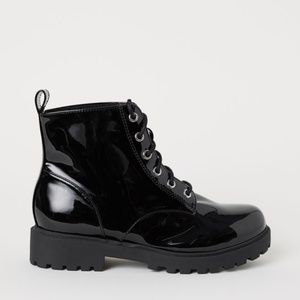 Pile-lined patent boots